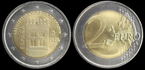 Euro-Hiszpania 2 Euro Bimetal 2020, Aragonia Unesco, stan I