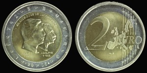 EURO-Luksemburg, 2 Euro Bimetal 2005, 50 ur. K. Henryka KM 87, Stan I