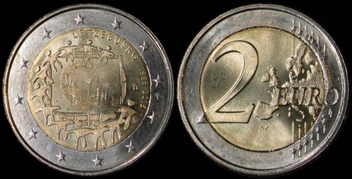 EURO-Luksemburg, 2 Euro 2015,30 Lat Flagi UE, Stan I.jpg