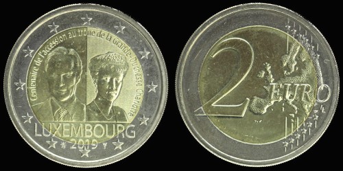 E Luksemburg 2 Euro 2019 100 rocznica wstąpienia na tron wielkiej ksieznej charlotty.jpeg