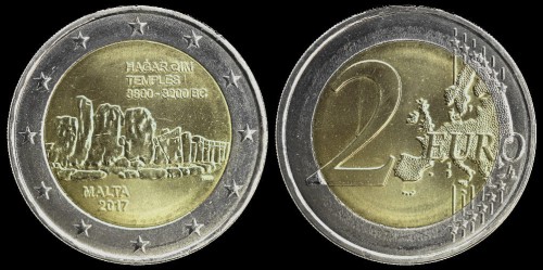 E MAlta 2 euro 2017 Unesco świątynie Hagar Qim.jpeg