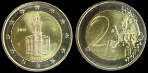 Euro-Niemcy 2 Euro Bimetal 2015 F Hessen, KM 336, Stan I