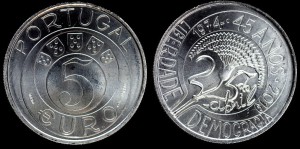 Euro-Portugalia 5 Euro 2019, 45 rocznica Rewolucji Goździków, stan I