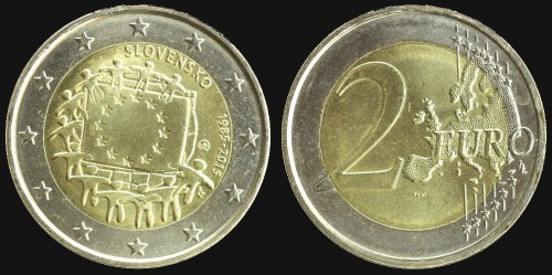 E Słoacja 2 euro 2015 30 lat flagi europejskiej.jpeg