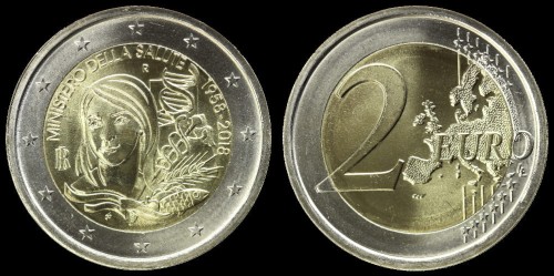 E Włochy 2 euro 2018 60 lat wloskiego ministerstwa zdrowia.jpeg