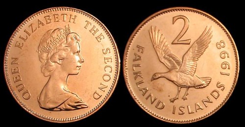 Falklandy Gęś, 2 Pence różne roczniki, KM 3a, Stan I.jpg