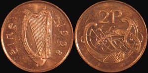 Irlandia, 2 Pence różne roczniki, KM 21a, Stan I-