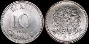 Brazylia, 10 Cruzados 1988, KM 607