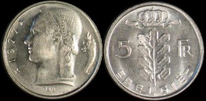 Belgia, 5 Francs różne roczniki, KM 135,1
