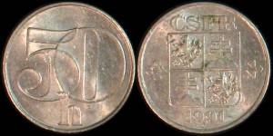 Czechosłowacja 50 Haleru różne roczniki KM 144, Stan II