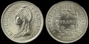 Francja, 1 Franc 1992 Marianna, KM 1004.1, Stan I
