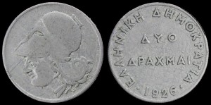 Grecja, 2 Drachmy 1926, KM 70, Stan III-