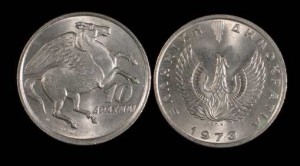 Grecja, 10 Drachm, 1973, KM 110, Stan I