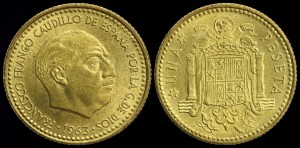 Hiszpania, 1 Peseta, KM 775, Stan I