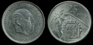 Hiszpania, 25 Pesetas 1957, KM 787