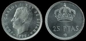 Hiszpania, 25 Pesetas 1975, KM 808