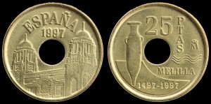 Hiszpania, 25 Pesetas 1997, KM 983