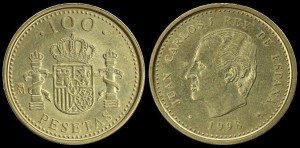 Hiszpania, 100 Pesetas, KM 989, Stan I