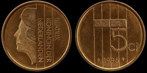 Holandia, 5 Cents, 1997, KM 202, Stan I