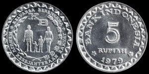Indonezja, 5 Rupiah różne różne roczniki, KM 43, Stan I