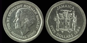 Jamajka, 5 Dollars różne roczniki, KM 163, Stan I 