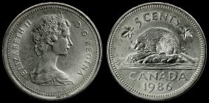 Kanada, 5 Cents 1986, KM 60.2a Stan II