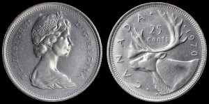 Kanada, 25 Cents różne roczniki Jeleń Karibu, KM 62b, Stan I