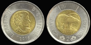 Kanada, 2 Dollars Bimetal Niedźwiedź Polarny, KM 1257, Stan I-