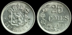 Luksemburg, 25 Centimes, KM 45a.1, Stan II