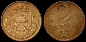 Łotwa, 2 Santimi różne roczniki, KM 2, Stan III