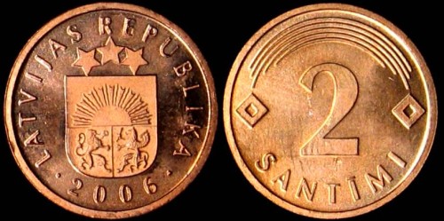 Łotwa, 2 Santimi różne roczniki, KM 21, Stan I.jpg