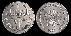 Madagaskar , 1 Frans "Malgasy", KM 8, stan I
