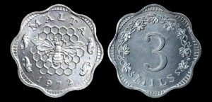 Malta, 3 Mils 1972, KM 6, stan I