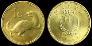 Malta, 1 Cent 1995 Łasica, KM 93, Stan I