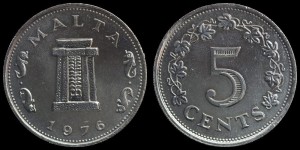 Malta, 5 Cents różne roczniki, KM 10, Stan I