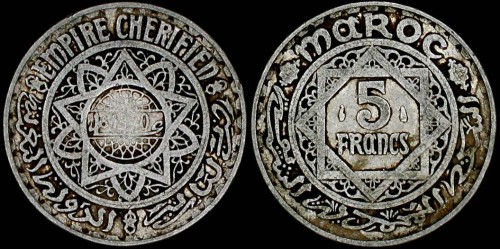 Maroko, 5 Francs (1951), KM 48, Stan I.jpg