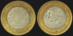 Meksyk, 10 Pesos różne roczniki, KM 616, Stan II