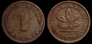 Niemcy, 1 Fenig różne roczniki, KM A101, Stan III