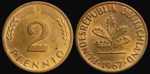 Niemcy, 2 Fenigi różne roczniki, KM 106, Stan I