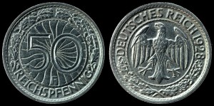 Niemcy, 50 Fenigów III Rzesza, KM 49, Stan II