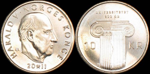 Norwegia, 10 Kroner 2011, 200 lat Uniwersytetu, KM 484, Stan I.jpg