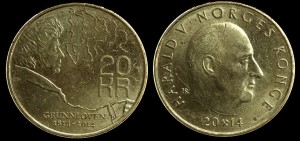 Norwegia,20 Kroner 2014 Grunloven, KM 489, Stan I 