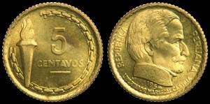 Peru, 5 Centavos 1954, KM 232, stan I-