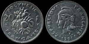  Polinezja Francuska, 20 Franc 1991, Kwiaty, KM 9