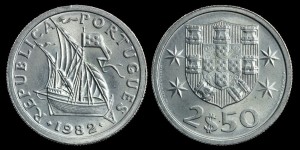 Portugalia, 2 1/2 Escudo, KM 590
