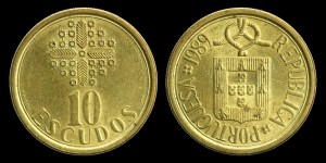 Portugalia, 10 Escudos różne roczniki, KM 633