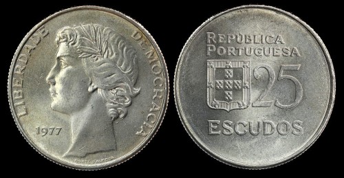 Portugalia 25 escudos 1977 KM 607.jpeg