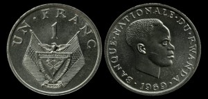 Rwanda, 1 Franc 1969, KM 8, Stan I