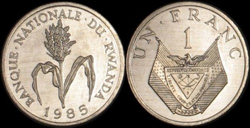 Rwanda, 1 Franc 1985, KM 12, Wiecheć Prosa, Stan I.jpg