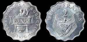 Rwanda, 2 Francs 1970 F.A.O, KM 10, Stan I